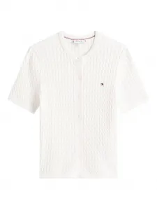 Кардиган с короткими рукавами и вязаным узором косами Tommy Hilfiger, белый