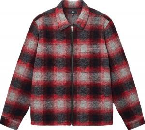 Рубашка Stussy Brushed Wool Plaid Zip 'Red', разноцветный