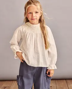 Блузка с длинными рукавами и сборками в тон для девочки Coconut El Corte Inglés, белый