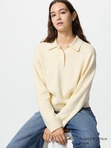 Хлопковый джемпер поло Uniqlo, 41 yellow
