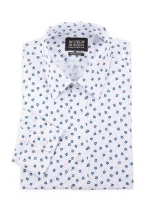 Рубашка современного кроя из эластичного хлопка с цветочным принтом Scotch & Soda, цвет White Navy