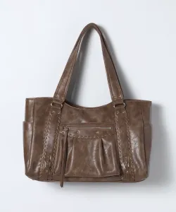 Антикварная сумка-тоут с заклепками Jeanasis, цвет Brown (55)