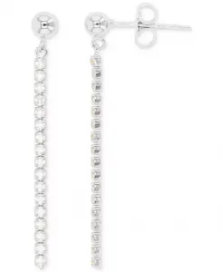 Серьги-Подвески с цепочкой из кубического циркония и полированными шариками Macy'S, silver