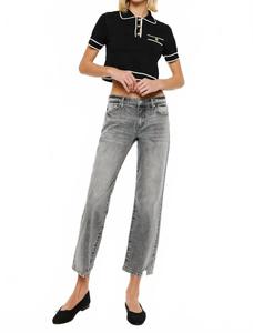 Укороченные джинсы прямого кроя со средней посадкой серого цвета Kancan, серый