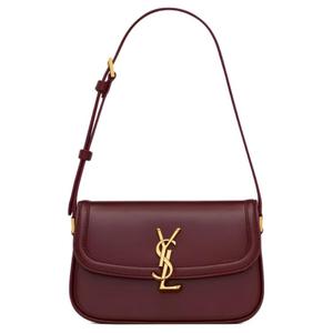 SAINT LAURENT Миниатюрная женская сумка из телячьей кожи цвета каберне