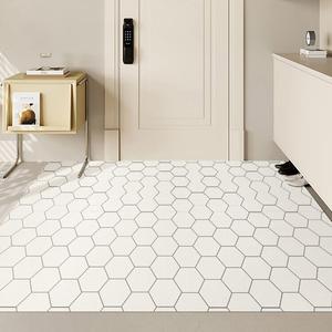 Budis Ковер 80х120 см для прихожей, ПВХ, моющийся, нескользящий, настраиваемый, белый шестиугольный [Leather]