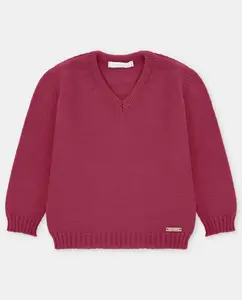 Детский джемпер с V-образным вырезом бордового цвета Martín Aranda