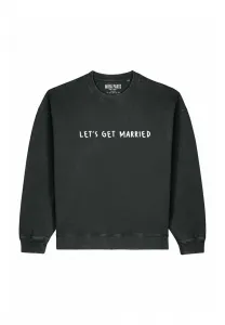 Свитшот унисекс оверсайз с вышивкой на тему брака Mira Paris, Washed Black