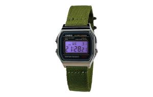 CASIO Мужские часы Retrofit Series с кварцевым механизмом и нейлоновым ремешком, черный циферблат