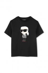 Детская хлопковая футболка Karl Lagerfeld, черный