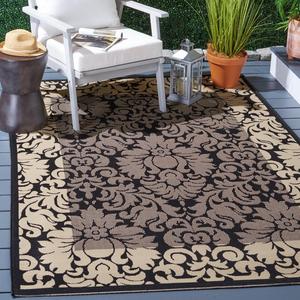 Ковер SAFAVIEH, 122 x 171 см, Washable коллекции Outdoor Courtyard - Black & Sand, без ворса и легкая чистка, идеально для патио, заднего двора, прихожей (CY2727-3908)