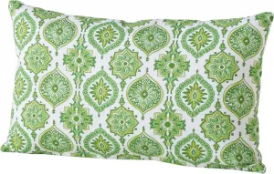 Подушка - белая - зеленая - 50 x 30 см - чехол из хлопка - мотивы мандалы Boltze