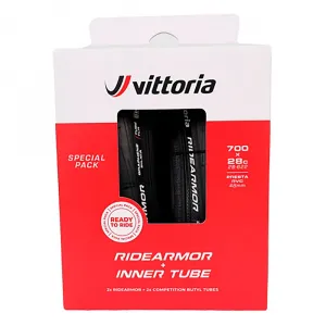 Дорожная шина Vittoria 2x RideArmor Tubeless 700C x 28 + 2x Competition Tubes road tyre, прозрачный