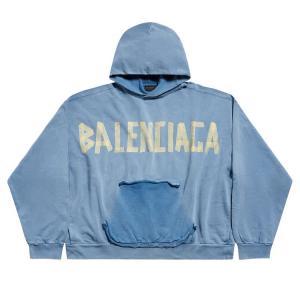 Худи Balenciaga Ripped Pocket Hoodie, Faded Blue