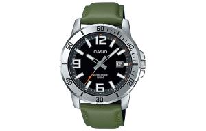 CASIO Часы Men Standard Series Black Watch MTP-VD01L-3BV, Green Dial