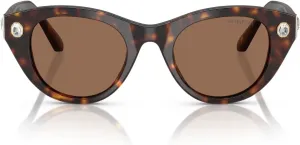 Женские солнцезащитные очки Swarovski SK6025F с низкой переносицей и круглой оправой, Havana/Dark Brown