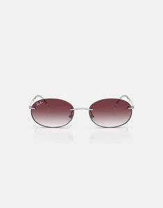 Солнцезащитные очки Ray-Ban Oval с фиолетовыми линзами в серебристом цвете
