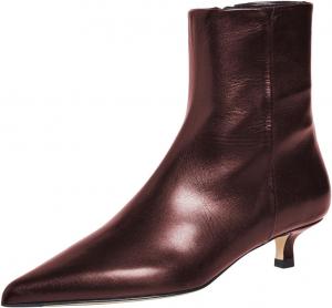 Женские ботильоны с низким каблуком-шпилькой, заостренным носком, боковой молнией, удобной стелькой, модные повседневные, размеры 4-16 US Wansseny, Dark Brown