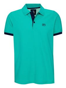 Контрастная рубашка-поло из пике, классический крой, зеленый/синий Rusty Neal