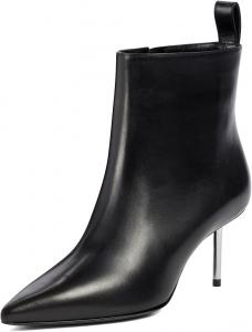 Женские изящные ботильоны Pazzion с заостренным носком, стойкой на шпильке, боковыми молниями, металлическим средним каблуком, для вечеринок, выпускного и работы, размер 4-16 US, Black