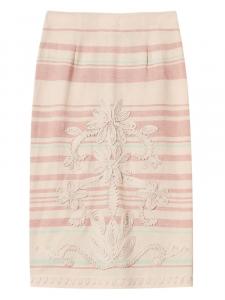Полосатая юбка-карандаш с вышивкой TWINSET, нейтральный