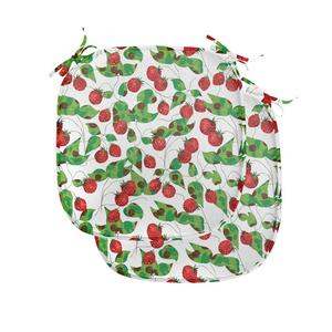 Подушка ABAKUHAUS Fruits для стульев для столовой, Summer Vibes Joyful, декоративная водонепроницаемая подушка с ремнями для кухонных сидений, 40 см x 40 см — упаковка из 2 шт., папоротниково-зеленый, белый, красный