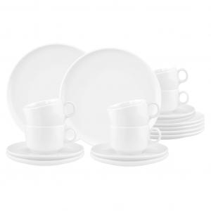 Кофейный сервиз Sento Home, набор посуды, 18 предметов с гармонично изогнутой формой Seltmann Weiden, белый