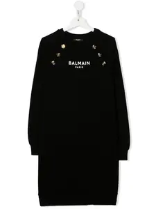 Платье с логотипом Balmain Kids, черный