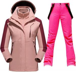 Женский зимний горнолыжный костюм для катания на лыжах и сноуборде, толстые теплые водонепроницаемые лыжные куртки, куртка и брюки для сноуборда Generic, 1Set(Jacket Pants)10