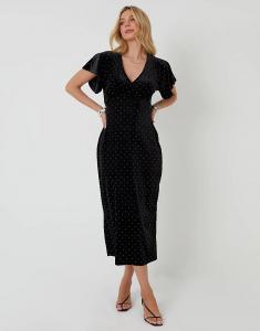 Платье мидакси Threadbare Velvet hotfix под грудью, черное