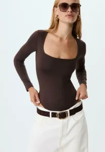 Топ с длинными рукавами и квадратным вырезом горловины Stradivarius, Mottled Brown