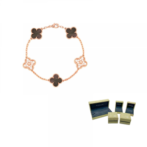 Van Cleef & Arpels Браслеты Alhambra Four Leaf Lucky Series из розового золота 18 карат, женские, серый