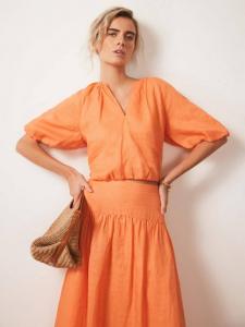 Кроп-топ с пышными рукавами Mint Velvet, Orange Multi Orange