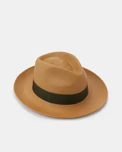 Панамская мужская шляпа бежевого цвета Panamania Hats, зеленый