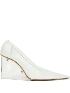 90-миллиметровые кожаные клиновидные туфли SPORTMAX, белый