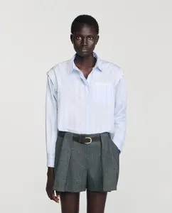 Женская полосатая рубашка Sandro, светло-голубой