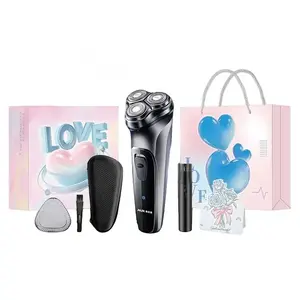 84 Shin Chan Limited Edition роторная электробритва, мужская перезаряжаемая моющаяся бритвенная головка, умное бритье AUX, черный