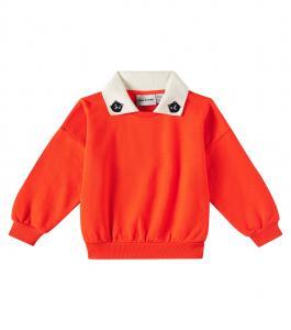 Хлопковая толстовка с вышитыми котами Mini Rodini, красный