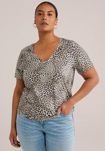 Футболка WE Fashion CURVE, Black/White/Black