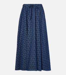 Юбка миди из денима Toile Iconographe Valentino, Medium Blue Denim