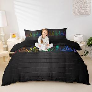 Erosebridal Комплект постельного белья Glowing Guitar с неоновыми гитарами и радужной подсветкой в стиле панк-рок, Color 15