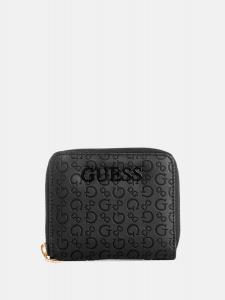 Кошелек Bowie на круговой молнии с тиснением Guess Factory, черный
