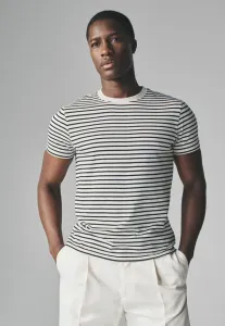 Футболка базового кроя с коротким рукавом, комплект из 4 штук. The Set, Black Dark Khaki Light Green Stripe