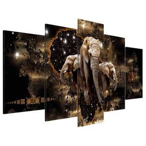 Картина из акрилового стекла Artgeist Brown Elephants, 100 см, черный/золотой