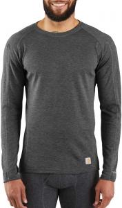 Carhartt мужская базовая футболка MBL131 Base Force Midweight из полиэстера и шерсти, Dark Black Heather