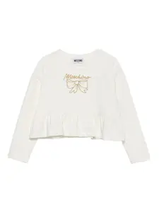 Блузка с вышитым логотипом Moschino Kids, белый