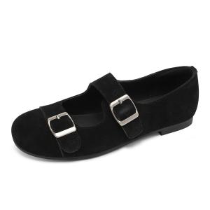 FMM Женские туфли балетки Мэри Джейн черные, цвет Black