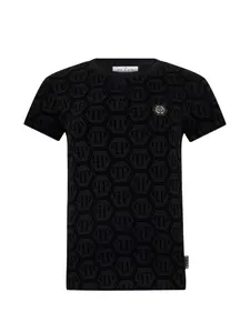 Футболка с жаккардовым монограммным узором Philipp Plein, черный