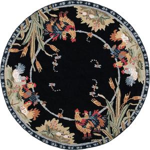 Ковер SAFAVIEH, 92 x 92 см, Chelsea Collection, Black, ручной работы в стиле French Country из шерсти, идеально подходит для помещений с высокой проходимостью в гостиной, спальне (HK56B)