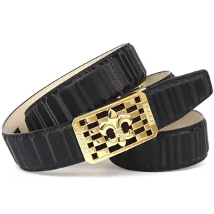 Кожаный ремень Anthoni Crown с пряжкой в ​​виде лилии золотистого цвета, черный